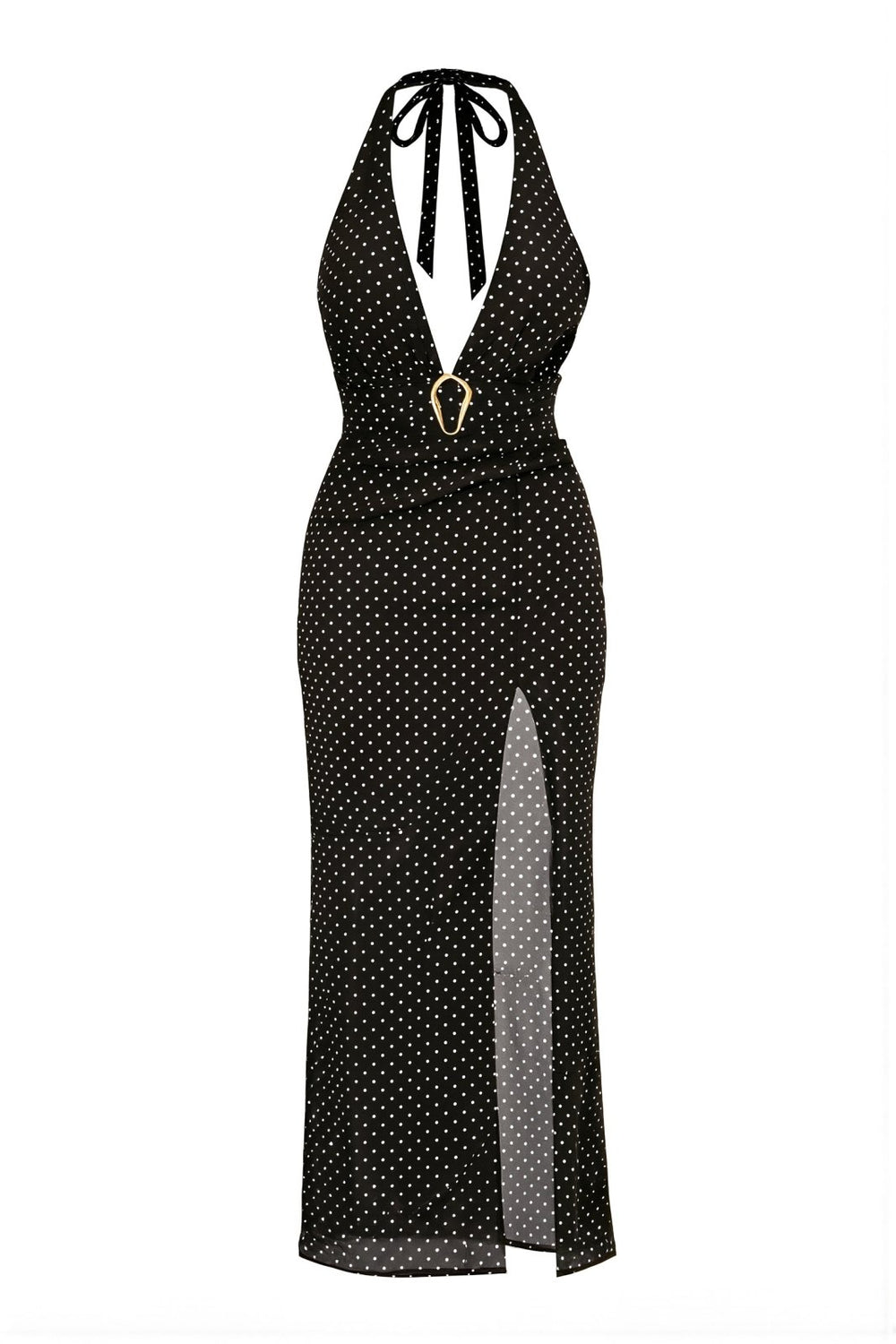 Black Polkadot Silk Sofia Dress - Sanori