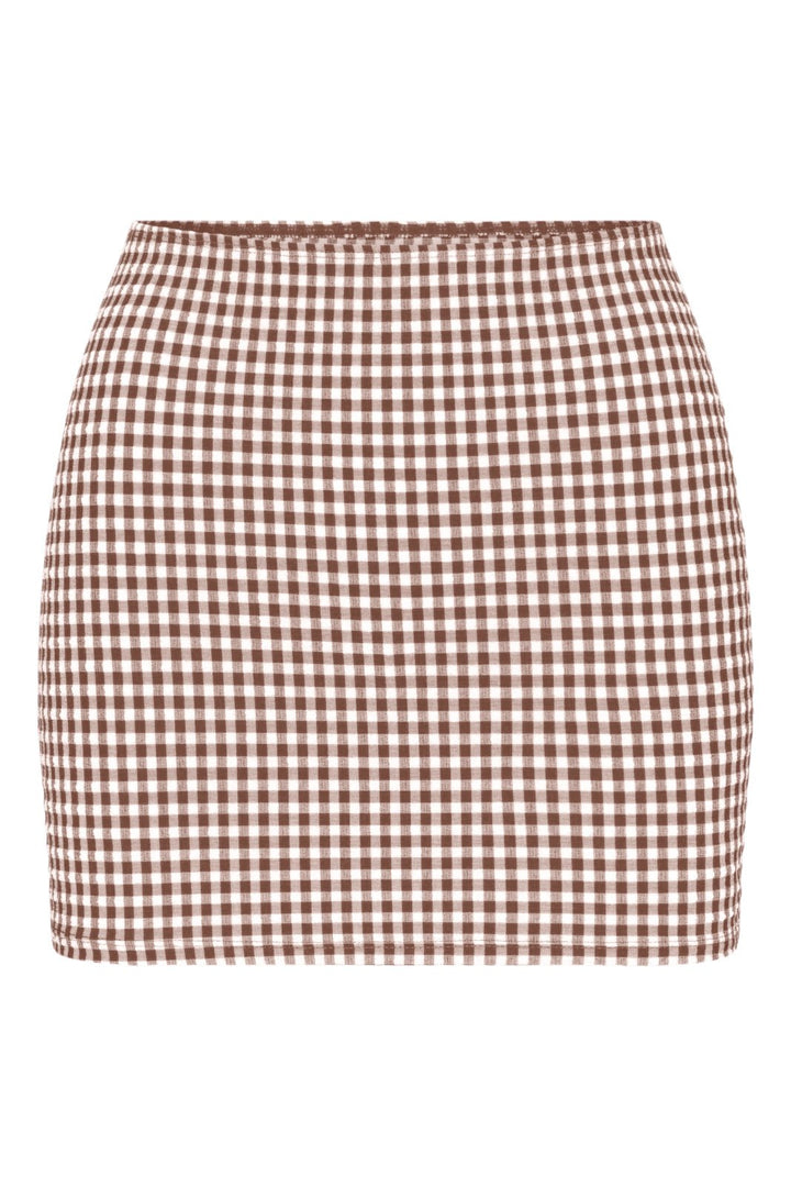 Brown Gingham Oia Skirt - Sanori